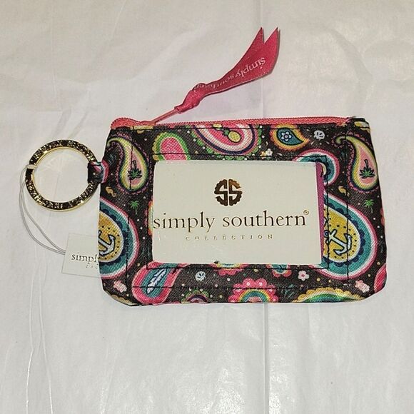 Simply Southern Keyring Key Ring ID Wallet Card holder  NWT P. - Picture 1 of 6